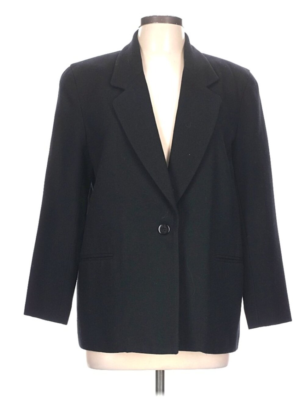 Talbot's Vintage Women's Single-Button Luxe Wool Blazer Black - Size 10 P
